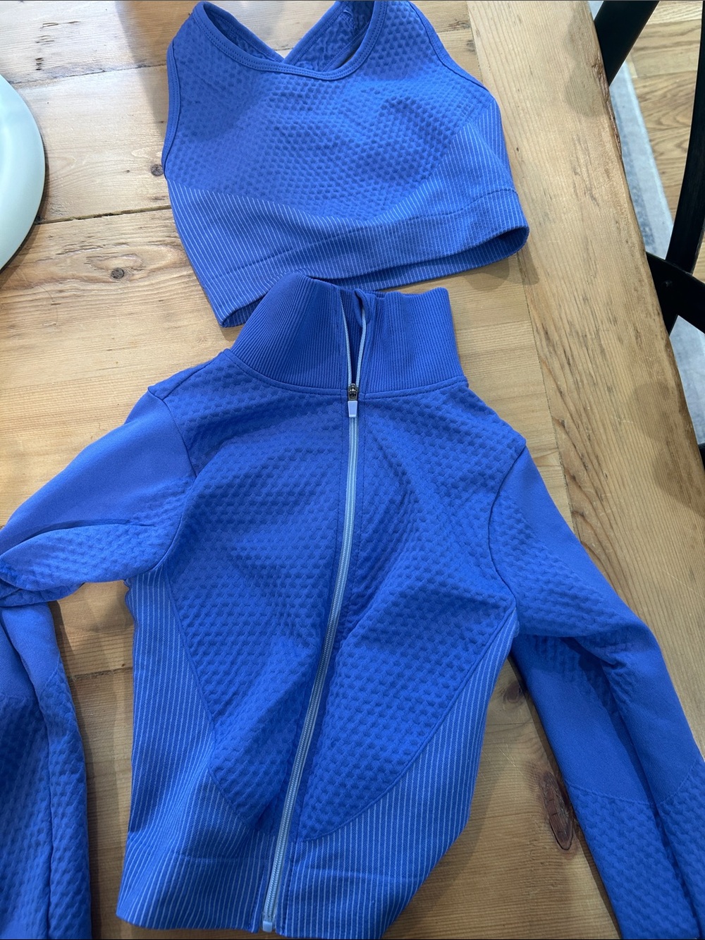 90 Degree By Reflex Girls' Blue Zip Jacket with Matching Sports Bra and Pants
